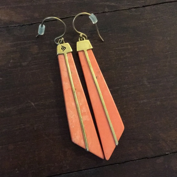 Jewelry - Peach ๐ Stone Vintage Art Deco Nouveau Earrings Jewelry - Peach ๐ Stone Vintage Art Deco Nouveau Earrings